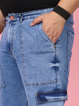 Men Plus Size Gothica-Light Blue Solid Jeans