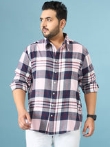 Men Plus Size Graphite Multicolor Checkered Casual Shirt