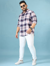 Men Plus Size Graphite Multicolor Checkered Casual Shirt
