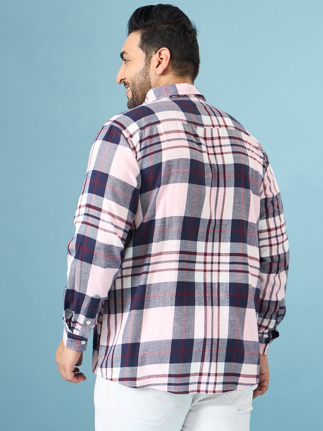 Men Plus Size Graphite Multicolor Checkered Casual Shirt