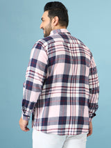 Men Plus Size Graphite Multicolor Checkered Casual Shirt