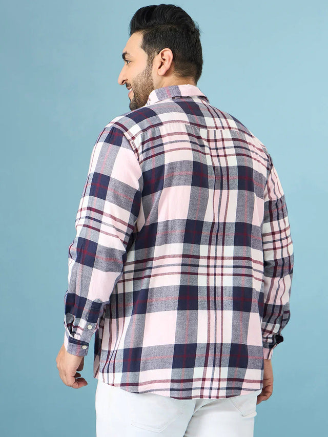 Men Plus Size Graphite Multicolor Checkered Casual Shirt