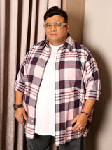 Men Plus Size Graphite Multicolor Checkered Casual Shirt