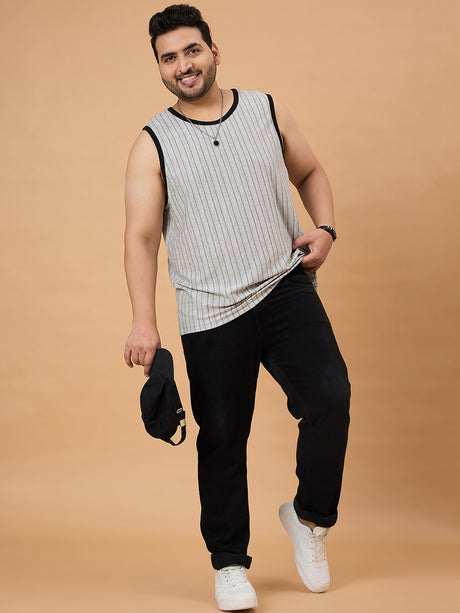 Men Plus Size Grasp White Solid Vest - bigbanana