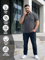 Men Plus Size Gravel Multi Striped Polo