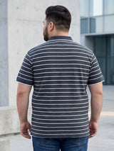 Men Plus Size Gravel Multi Striped Polo