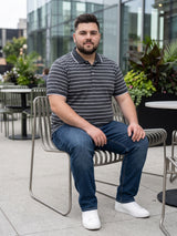 Men Plus Size Gravel Multi Striped Polo