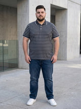 Men Plus Size Gravel Multi Striped Polo