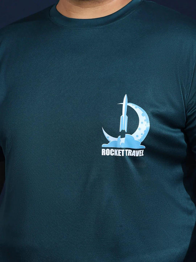 Men Plus Size Gravix Printed Teal Round Neck Tshirt - bigbanana