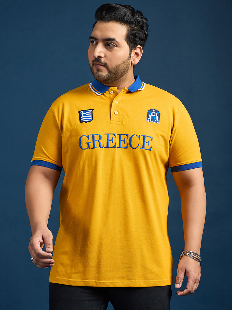 Men Plus Size Greece Printed Polo Tshirt - bigbanana