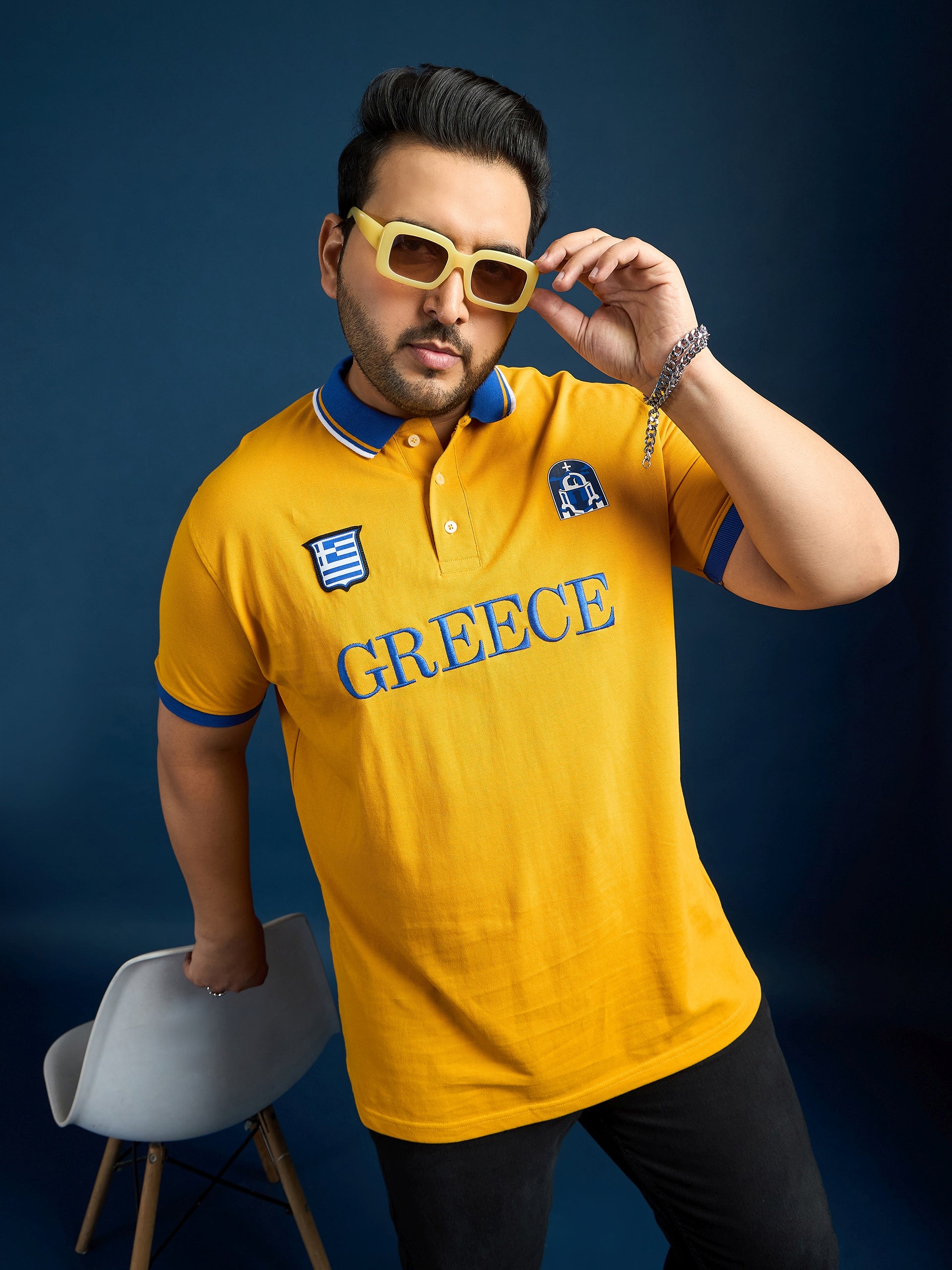 Men Plus Size Greece Printed Polo Tshirt - bigbanana