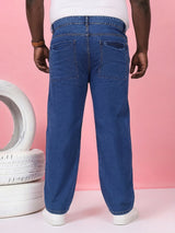 Men Plus Size Grunex-Blue Solid Jeans