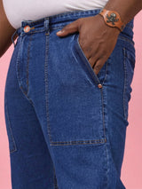 Men Plus Size Grunex-Blue Solid Jeans