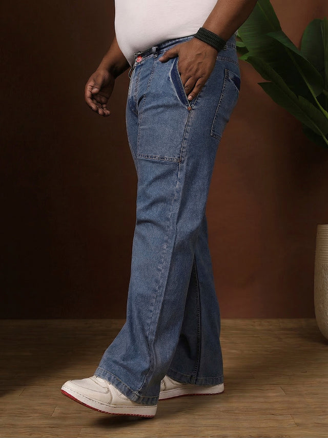Men Plus Size Grunex-Light Blue Solid Jeans