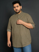 Men Plus Size Gueppi Geometric Short Kurta - bigbanana