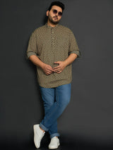 Men Plus Size Gueppi Geometric Short Kurta - bigbanana