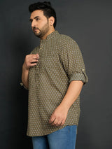 Men Plus Size Gueppi Geometric Short Kurta - bigbanana