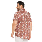 Men Plus Size Hakoba-Brown Printed Shirt - bigbanana