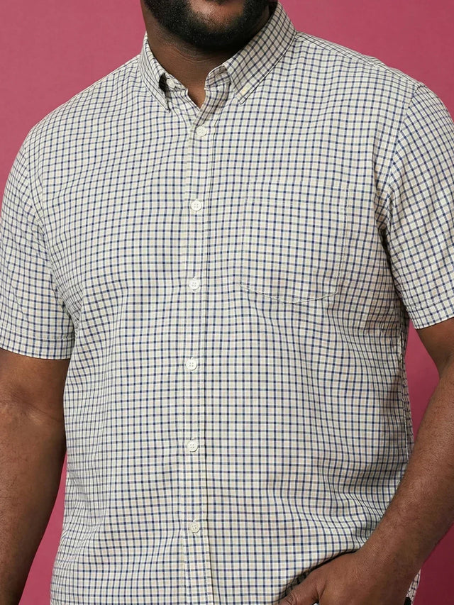 Men Plus Size Hale Multicolor Checkered Casual Shirt