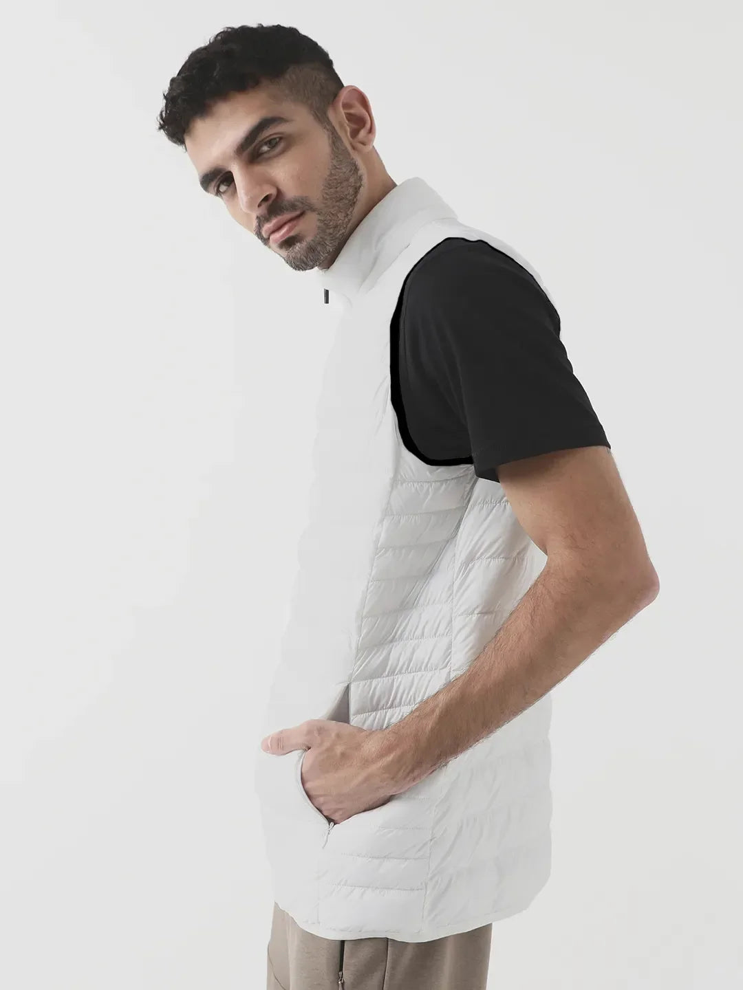 Men Plus Size NYC-White-H Solid Bomber Jacket