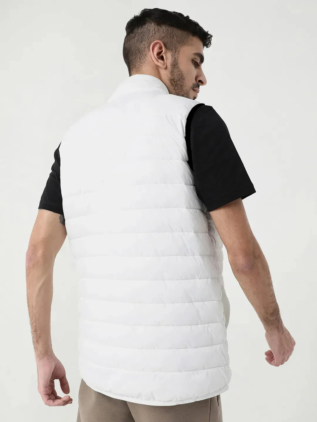 Men Plus Size NYC-White-H Solid Bomber Jacket