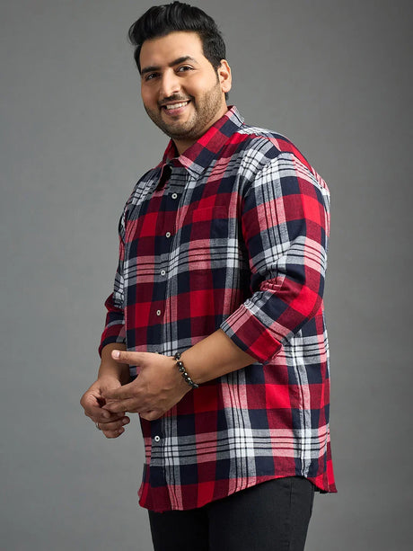 Men Plus Size Luis Check Shirt - bigbanana