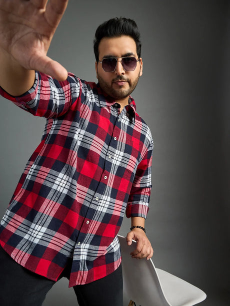 Men Plus Size Luis Check Shirt - bigbanana