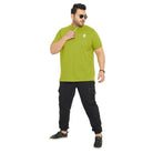 Men Plus Size Hemleys-Olive Solid Henley Tshirt - bigbanana