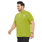 Men Plus Size Hemleys-Olive Solid Henley Tshirt - bigbanana