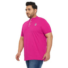 Men Plus Size Hemleys-Pink Solid Henley Tshirt - bigbanana