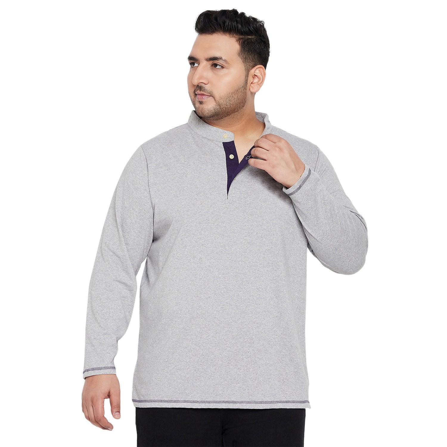 Men Plus Size Hemsworth Solid Henley Tshirt - bigbanana