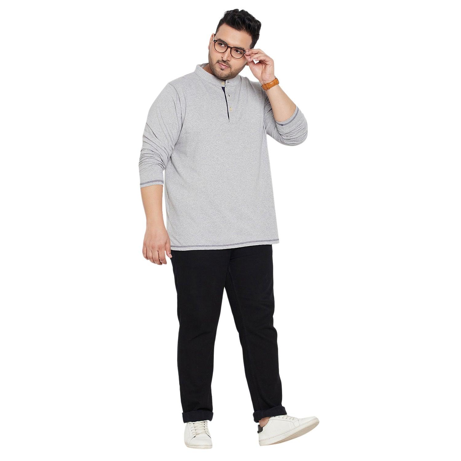 Men Plus Size Hemsworth Solid Henley Tshirt - bigbanana