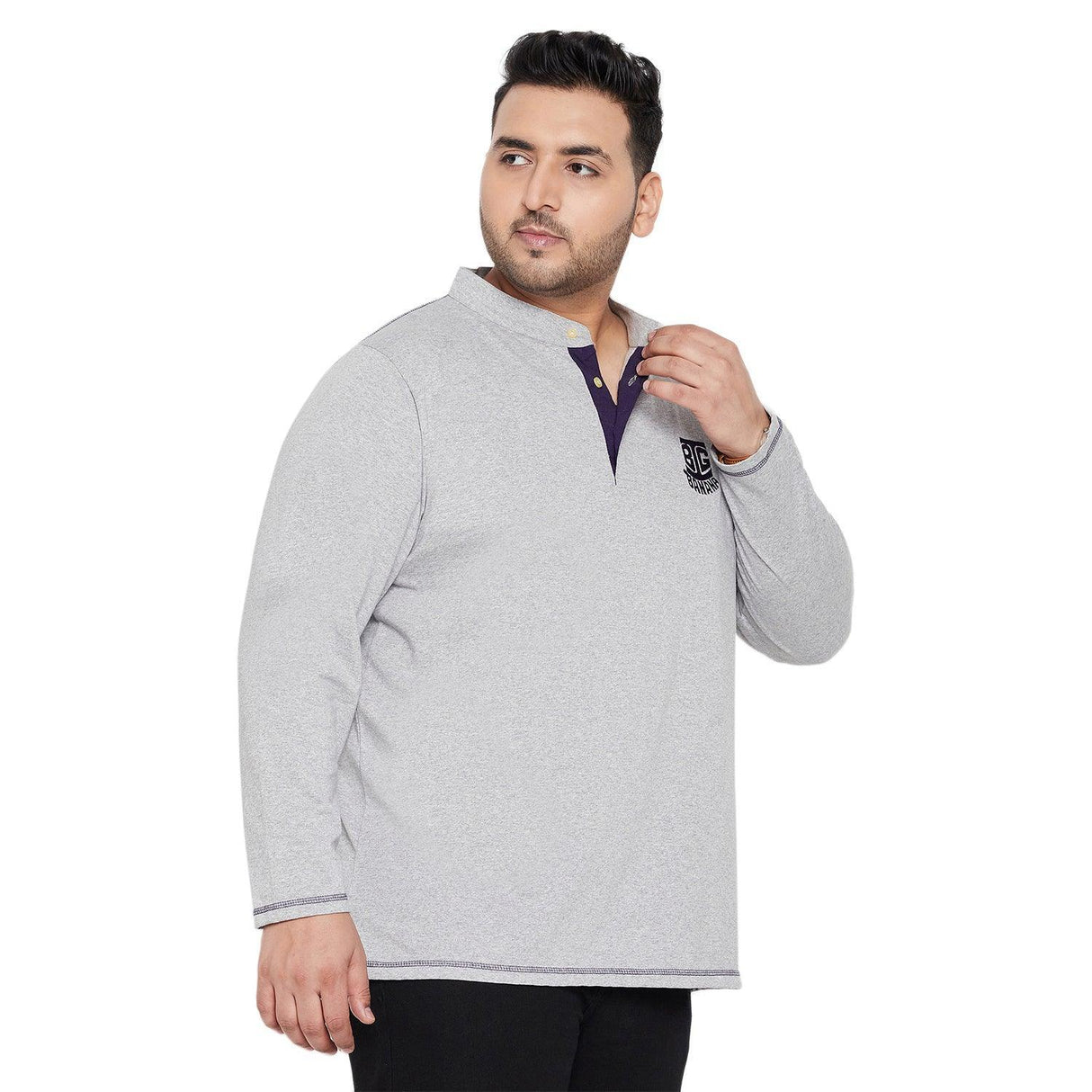 Men Plus Size Hemsworth Solid Henley Tshirt - bigbanana
