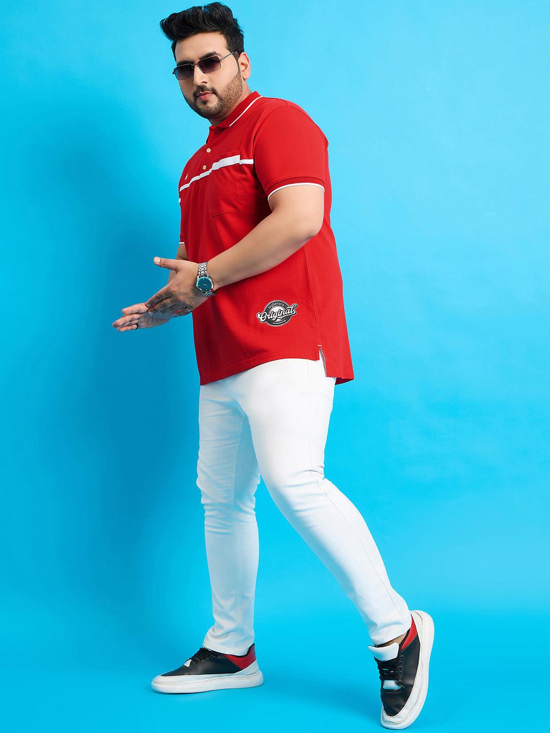 Men Plus Size Henry Solid Polo Tshirt - bigbanana