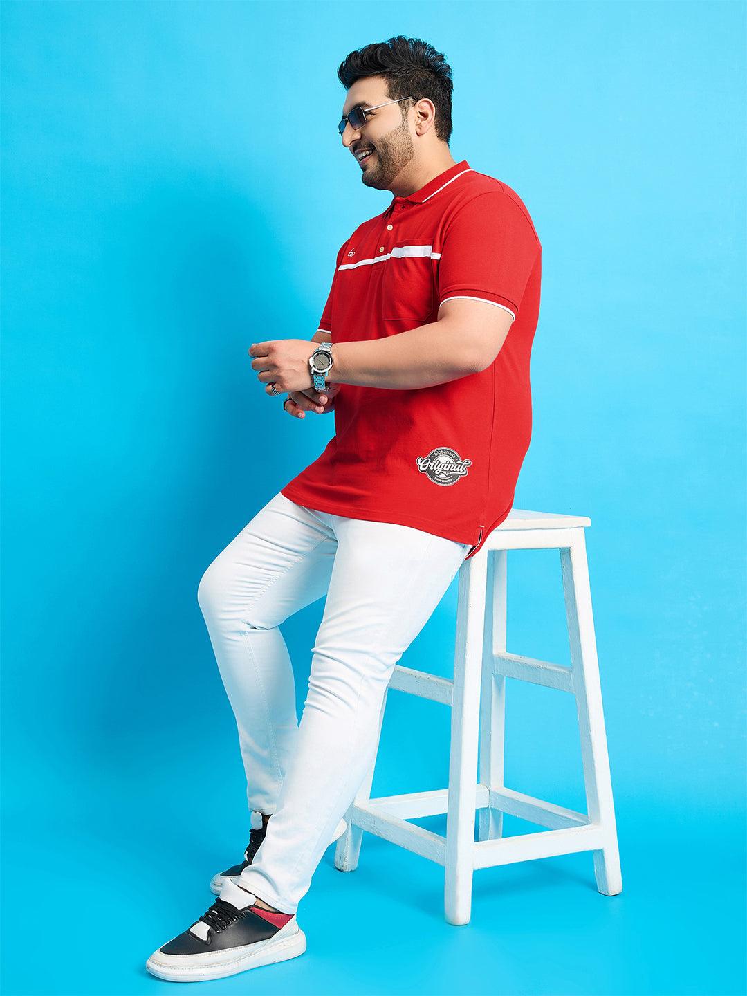 Men Plus Size Henry Solid Polo Tshirt - bigbanana