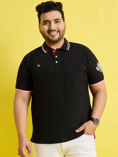 Men Plus Size Hink Solid Polo Tshirt - bigbanana