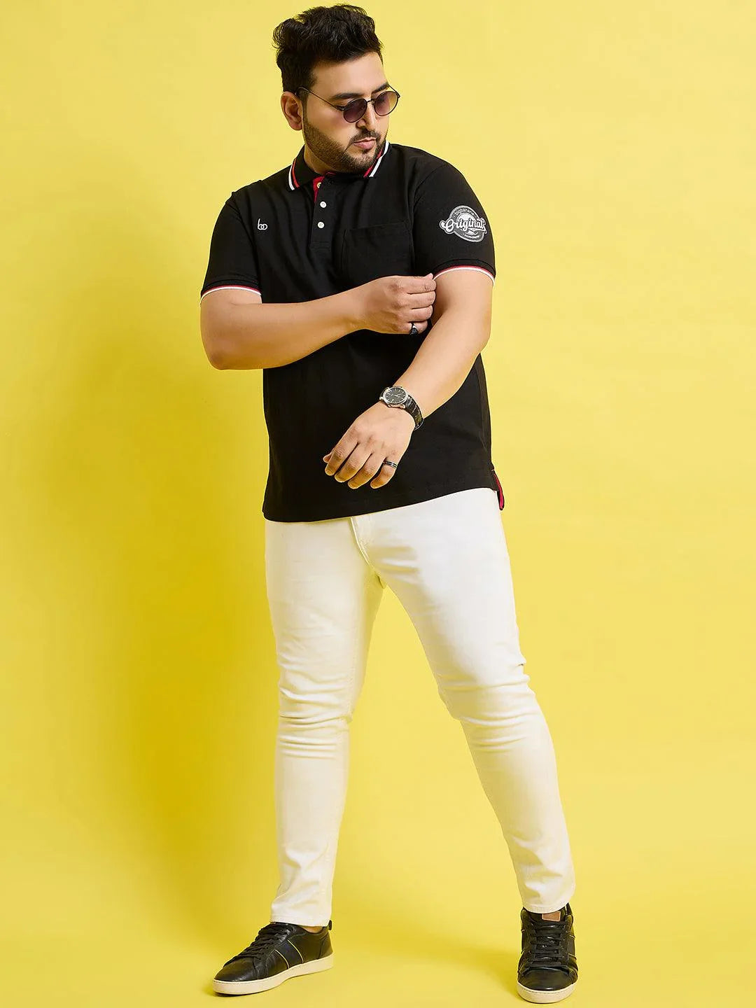 Men Plus Size Hink Solid Polo Tshirt - bigbanana