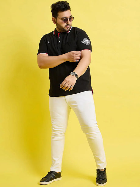 Men Plus Size Hink Solid Polo Tshirt - bigbanana