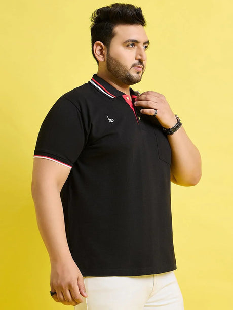 Men Plus Size Hink Solid Polo Tshirt - bigbanana