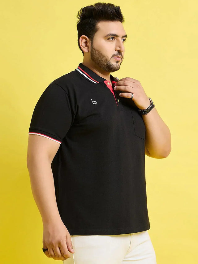 Men Plus Size Hink Solid Polo Tshirt - bigbanana