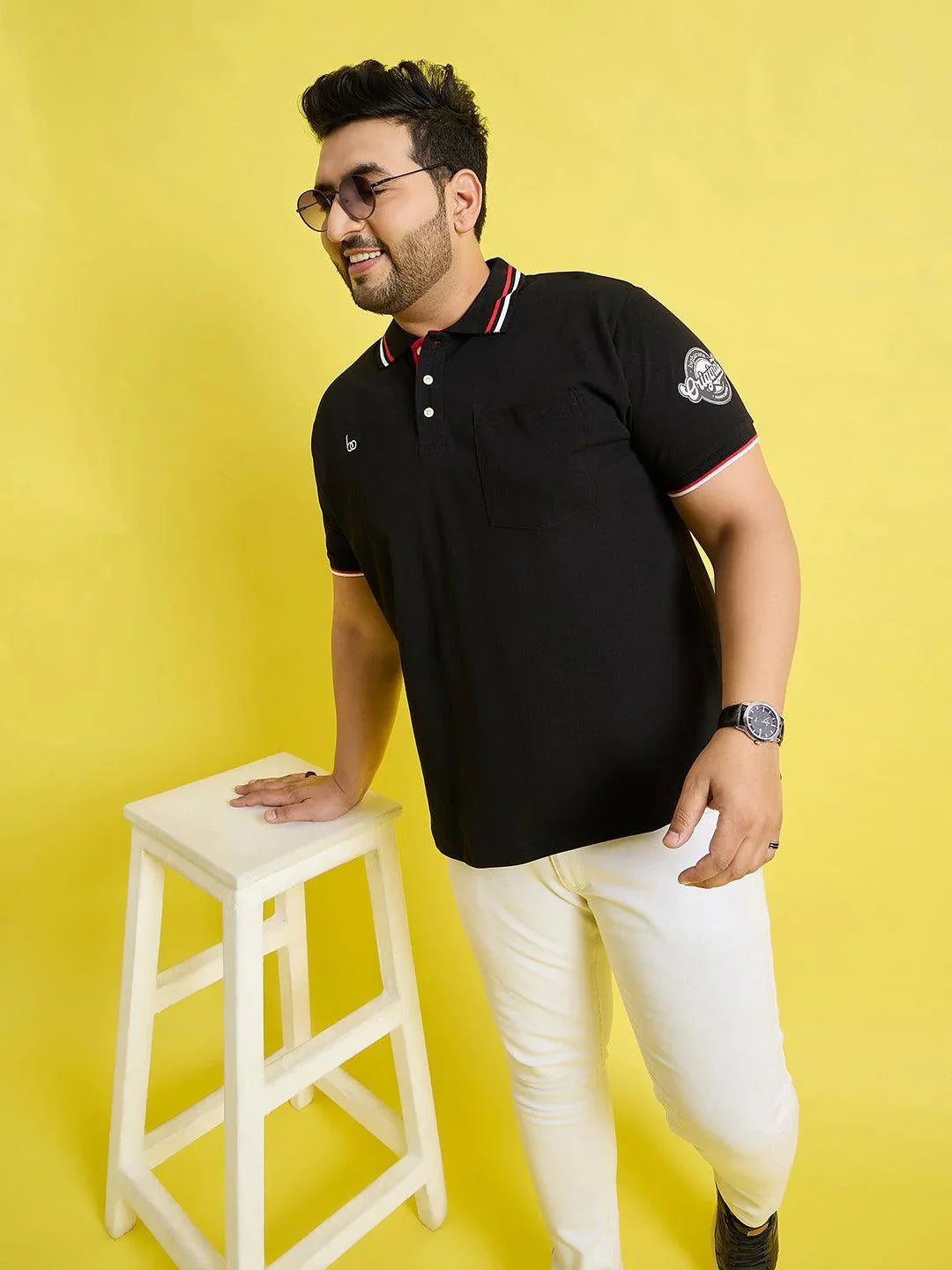 Men Plus Size Hink Solid Polo Tshirt - bigbanana