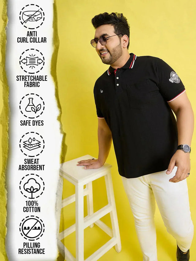 Men Plus Size Hink Solid Polo Tshirt - bigbanana