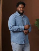 Men Plus Size Hirabati Blue Solid Casual Shirt