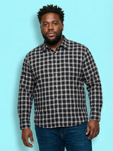 Men Plus Size Hitched Multicolor Checkered Casual Shirt