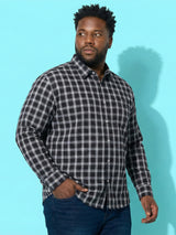 Men Plus Size Hitched Multicolor Checkered Casual Shirt