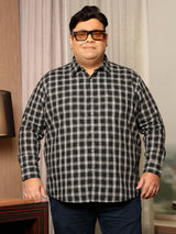 Men Plus Size Hitched Multicolor Checkered Casual Shirt
