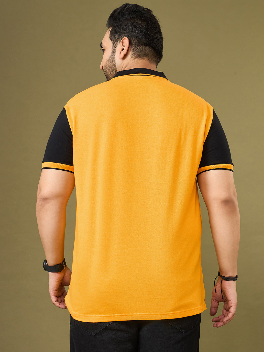 Men Plus Size Hive Yellow Printed Polo Tshirt