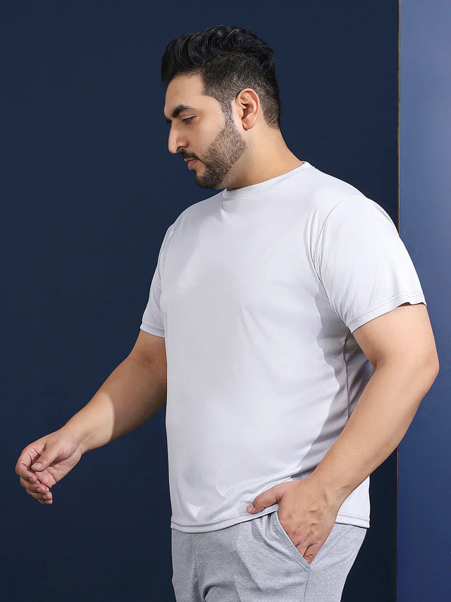 Men Plus Size Hoodark Printed Grey Round Neck Tshirt - bigbanana