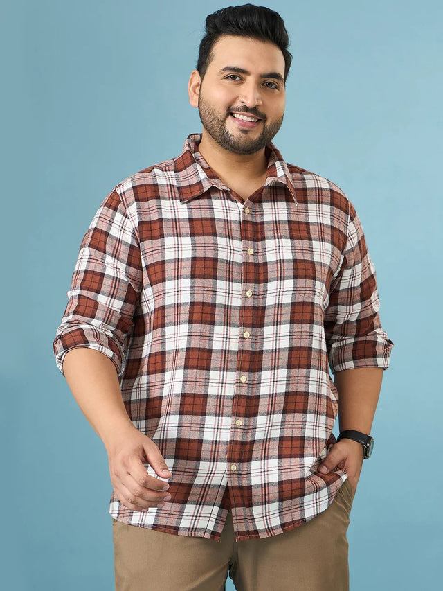 Men Plus Size Hopp Multicolor Checkered Casual Shirt