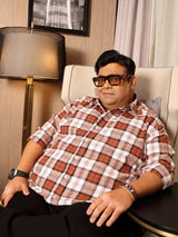 Men Plus Size Hopp Multicolor Checkered Casual Shirt